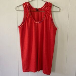 true vintage 70s rainbow stitched red tank